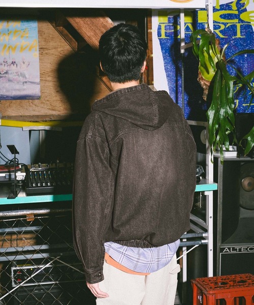 niko and...（ニコアンド）の「デニムハーフジップフーディ DENIM HALF-ZIP HOODIE [niko and ...JEANS]（パーカー・メンズ・アクア/チャコール・LARGE/MEDIUM）」の7枚目の写真