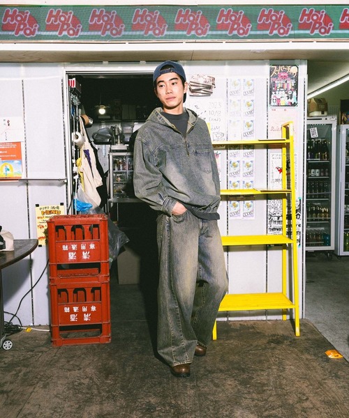 niko and...（ニコアンド）の「デニムハーフジップフーディ DENIM HALF-ZIP HOODIE [niko and ...JEANS]（パーカー・メンズ・アクア/チャコール・LARGE/MEDIUM）」の9枚目の写真