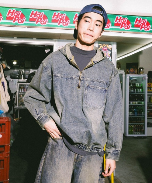 niko and...（ニコアンド）の「デニムハーフジップフーディ DENIM HALF-ZIP HOODIE [niko and ...JEANS]（パーカー・メンズ・アクア/チャコール・LARGE/MEDIUM）」の11枚目の写真