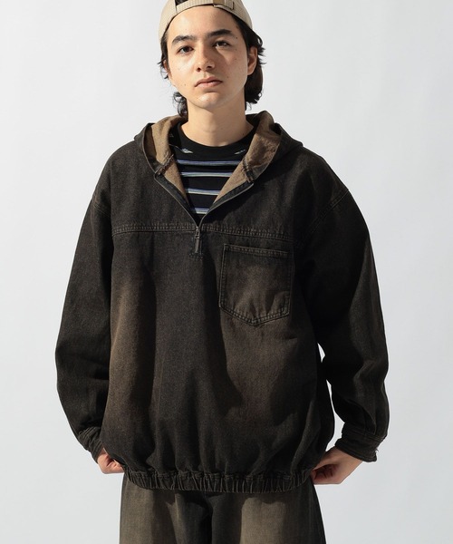デニムハーフジップフーディ DENIM HALF-ZIP HOODIE [niko and
