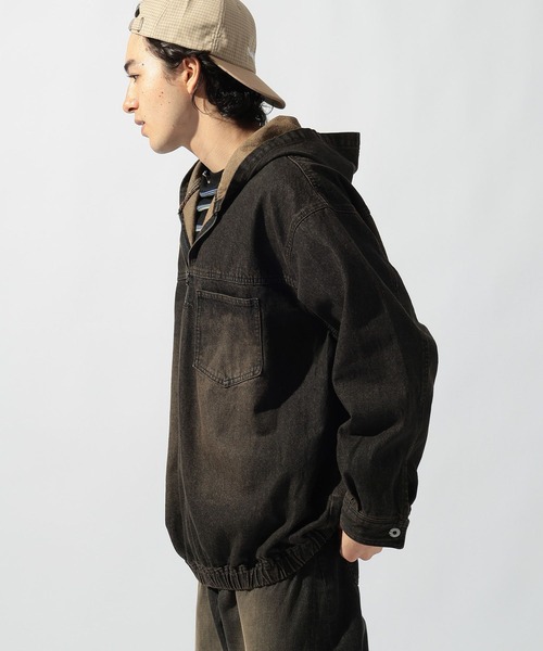デニムハーフジップフーディ DENIM HALF-ZIP HOODIE [niko and