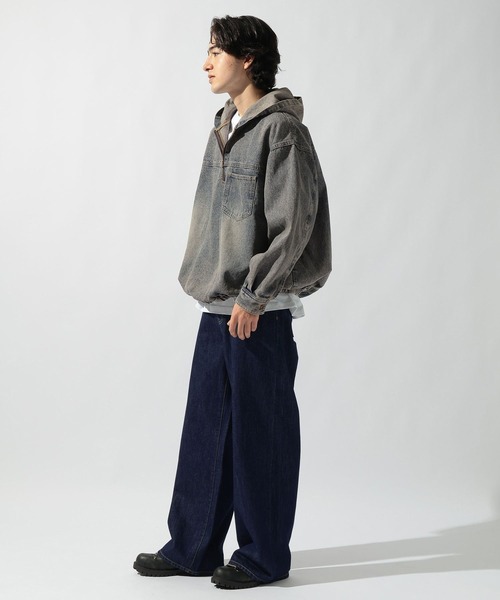 niko and...（ニコアンド）の「デニムハーフジップフーディ DENIM HALF-ZIP HOODIE [niko and ...JEANS]（パーカー・メンズ・アクア/チャコール・LARGE/MEDIUM）」の18枚目の写真