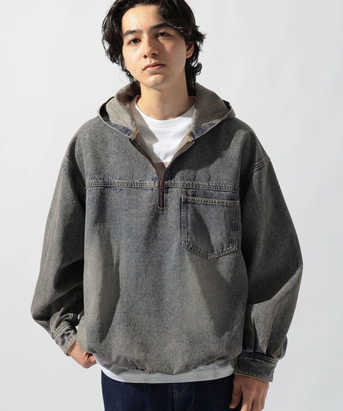デニムハーフジップフーディ DENIM HALF-ZIP HOODIE [niko and