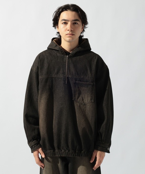 デニムハーフジップフーディ DENIM HALF-ZIP HOODIE [niko and