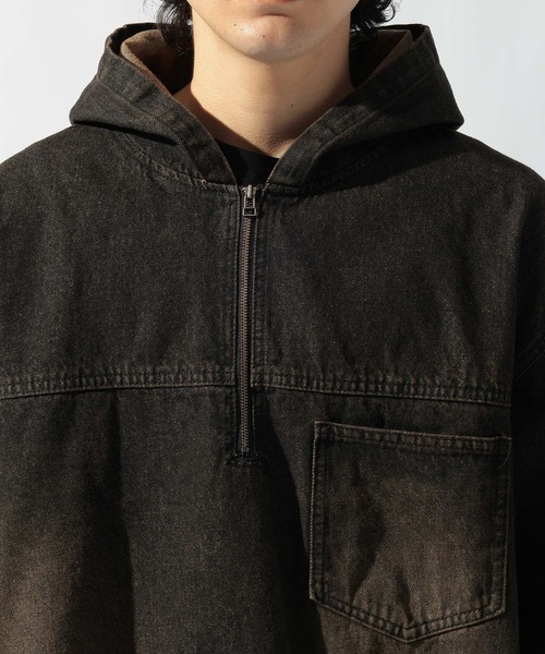セール】デニムハーフジップフーディ DENIM HALF-ZIP HOODIE [niko and