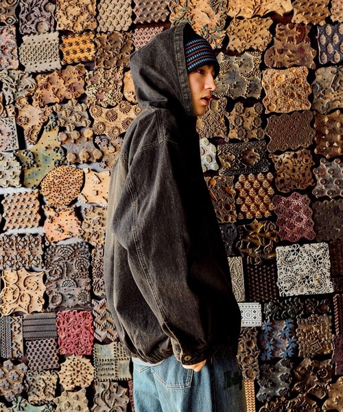 セール】デニムハーフジップフーディ DENIM HALF-ZIP HOODIE [niko and