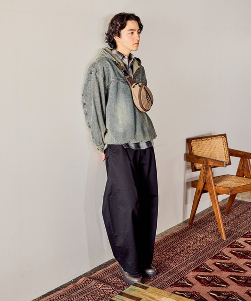 セール】デニムハーフジップフーディ DENIM HALF-ZIP HOODIE [niko and
