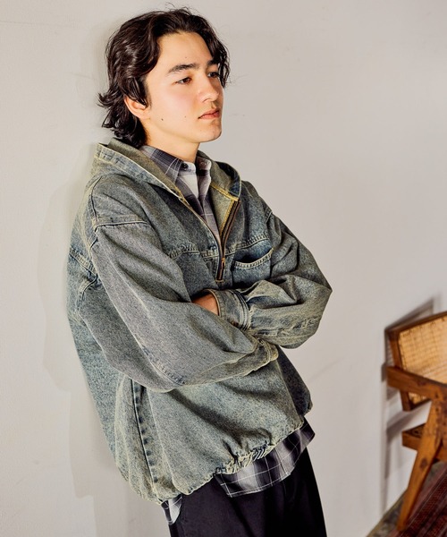 nico【ほぼ未使用】FITH02 変形パーカ デニム&ダンガリー niko and
