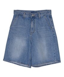サマー ワイド デニム ショートパンツ ブルー