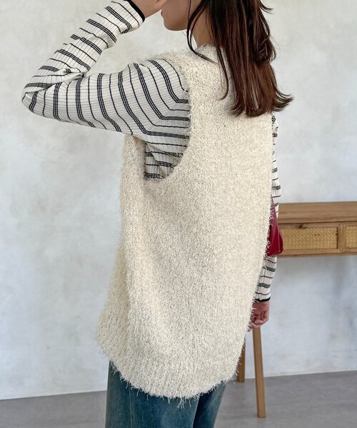 CPCM（シーピーシーエム）の「フラッグヤーンミドルベスト（ニット/セーター・レディース・アイボリー/ブラック/グレー/ベージュ・FREE）」の9枚目の写真