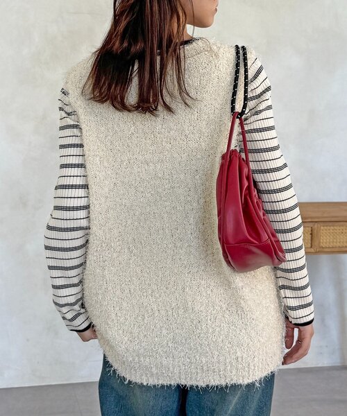 CPCM（シーピーシーエム）の「フラッグヤーンミドルベスト（ニット/セーター・レディース・アイボリー/ブラック/グレー/ベージュ・FREE）」の10枚目の写真