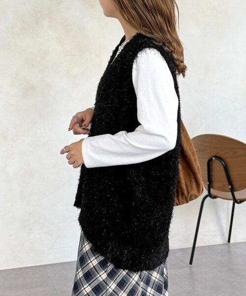 CPCM（シーピーシーエム）の「フラッグヤーンミドルベスト（ニット/セーター・レディース・アイボリー/ブラック/グレー/ベージュ・FREE）」の14枚目の写真