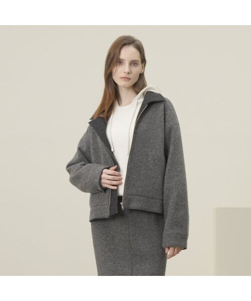 ACUD(アクド)の「Knitted Wool Zip-up Jumper _Grey(その他アウター・レディース・グレー・FREE)」の1枚目の写真