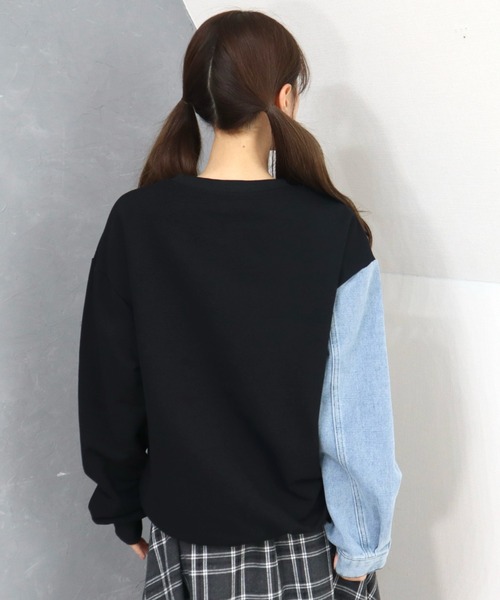 CECIL McBEE(セシルマクビー)の「デニム使い裏毛ロゴプリントプルオーバー(スウェット・レディース・グレー/ブラック・MEDIUM)」の14枚目の写真