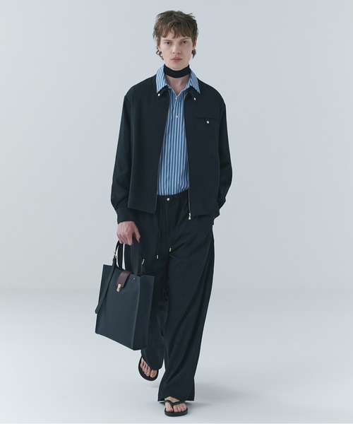 CULLNI（クルニ）の「Dry Stretch Cloth Button-Tab Pocket Zip Up Shirt（シャツ/ブラウス・メンズ・ネイビー/ブラウン/ブラック・2/1/0）」の4枚目の写真