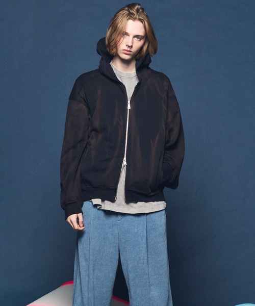MAISON SPECIAL(メゾンスペシャル)の「《UNISEX》Sun-fade Prime-Over Sweat Zip Hoodie/サンフェードプライムオーバースウェットZIPパーカー【MAISON SPECIAL/メゾンスペシャル】■セットアップ対応■(パーカー・メンズ・ブラック/バーガンディー/ネイビー・0/1/2)」の15枚目の写真