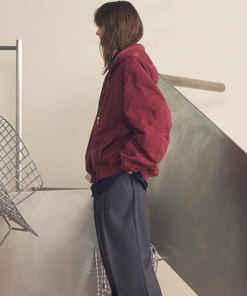 MAISON SPECIAL(メゾンスペシャル)の「《UNISEX》Sun-fade Prime-Over Sweat Zip Hoodie/サンフェードプライムオーバースウェットZIPパーカー【MAISON SPECIAL/メゾンスペシャル】■セットアップ対応■(パーカー・メンズ・ブラック/バーガンディー/ネイビー・0/1/2)」の13枚目の写真