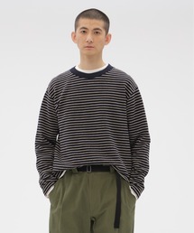 MHL. | TEXTURED COTTON STRIPE(Tシャツ/カットソー)
