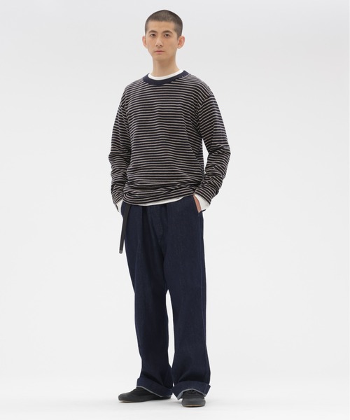 MHL.(エムエイチエル)の「TEXTURED COTTON STRIPE(Tシャツ/カットソー・メンズ・ネイビー・LARGE/MEDIUM)」の5枚目の写真