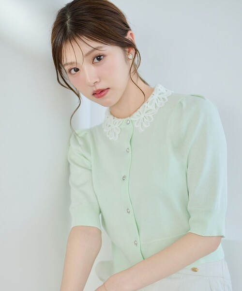 TOCCA（トッカ）の「MOONLIT MUSE SHORTSLEEVE カーディガン（カーディガン/ボレロ・レディース・ピンク系/グリーン系/スカイブルー系・SMALL/MEDIUM）」の2枚目の写真