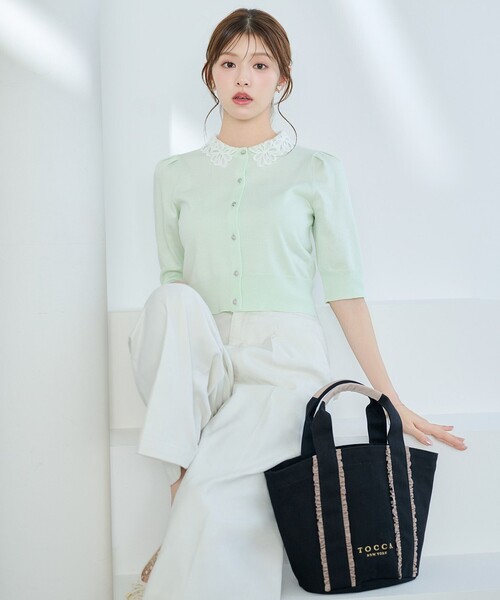 TOCCA（トッカ）の「MOONLIT MUSE SHORTSLEEVE カーディガン（カーディガン/ボレロ・レディース・ピンク系/グリーン系/スカイブルー系・SMALL/MEDIUM）」の5枚目の写真