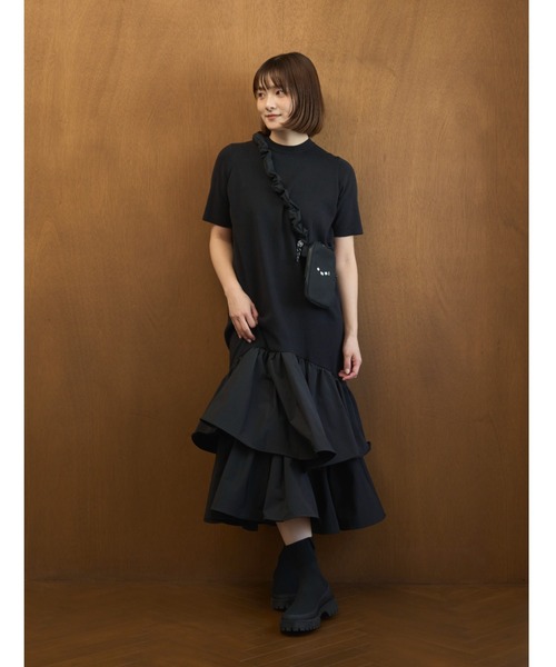 emmi（エミ）の「ニットドッキングワンピース（ワンピース・レディース・その他/ブラック/ライトグレー・1/0）」の2枚目の写真
