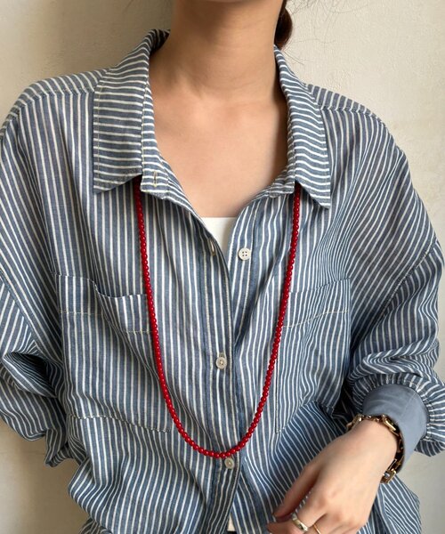 DouDou（ドゥドゥ）の「カラーボールチェーンネックレス（ネックレス・レディース・レッド/ブラック・FREE）」の3枚目の写真