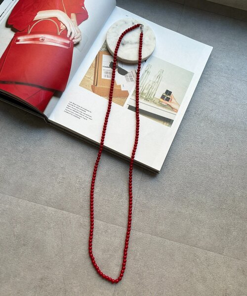 DouDou（ドゥドゥ）の「カラーボールチェーンネックレス（ネックレス・レディース・レッド/ブラック・FREE）」の7枚目の写真