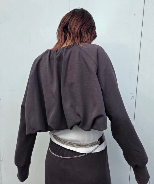 Ameri（アメリ）の「BALLOON SWEAT TOP WITH SKIRT（セットアップ・レディース・クリーム/アッシュブラウン/グレー・MEDIUM/SMALL）」の13枚目の写真