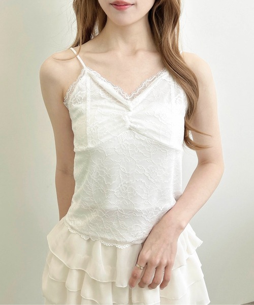 INGNI(イング)の「レースキャミ(キャミソール・レディース・ブラック/オフホワイト・M)」の5枚目の写真