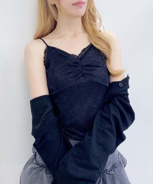 INGNI(イング)の「レースキャミ(キャミソール・レディース・ブラック/オフホワイト・M)」の13枚目の写真