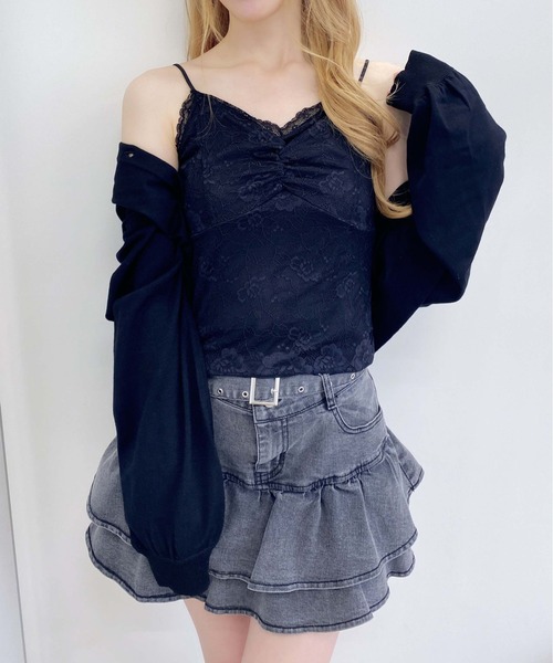 INGNI(イング)の「レースキャミ(キャミソール・レディース・ブラック/オフホワイト・M)」の14枚目の写真
