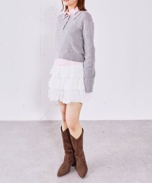 archives(アルシーヴ)の「【アンチピリング】ケーブルポロニット×シャツSET(ニット/セーター・レディース・ベージュ/ネイビー/シルバーグレー/チャコールグレー・MEDIUM)」の11枚目の写真