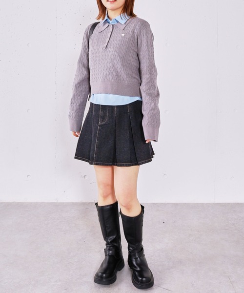 archives(アルシーヴ)の「【アンチピリング】ケーブルポロニット×シャツSET(ニット/セーター・レディース・ベージュ/ネイビー/シルバーグレー/チャコールグレー・MEDIUM)」の17枚目の写真