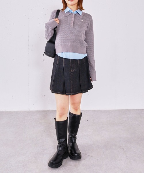 archives(アルシーヴ)の「【アンチピリング】ケーブルポロニット×シャツSET(ニット/セーター・レディース・ベージュ/ネイビー/シルバーグレー/チャコールグレー・MEDIUM)」の16枚目の写真