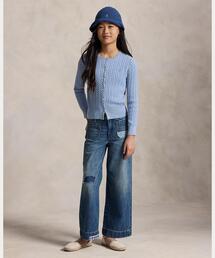 POLO RALPH LAUREN CHILDRENSWEAR | ディストレスト ワイドレッグ コットン デニム ジーンズ(デニムパンツ)