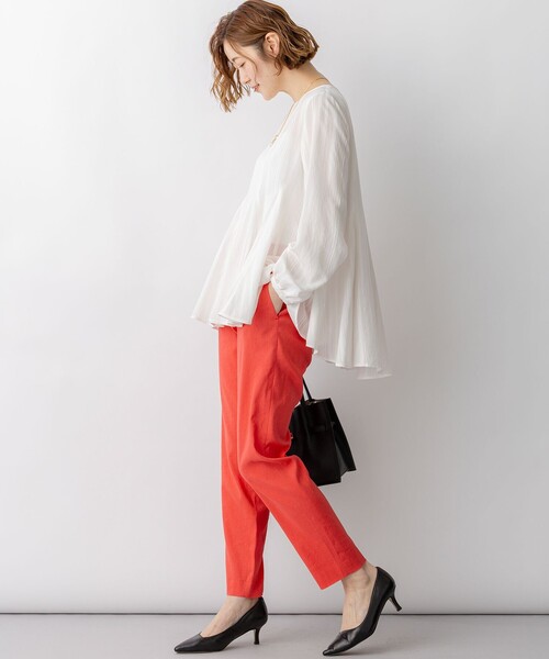 23区 L(ニジュウサンクオオキイサイズ)の「リネンレーヨンストレッチ テーパード パンツ(その他パンツ・レディース・オレンジ系/ブラウン系/ブルー系・44/46/48/50)」の12枚目の写真