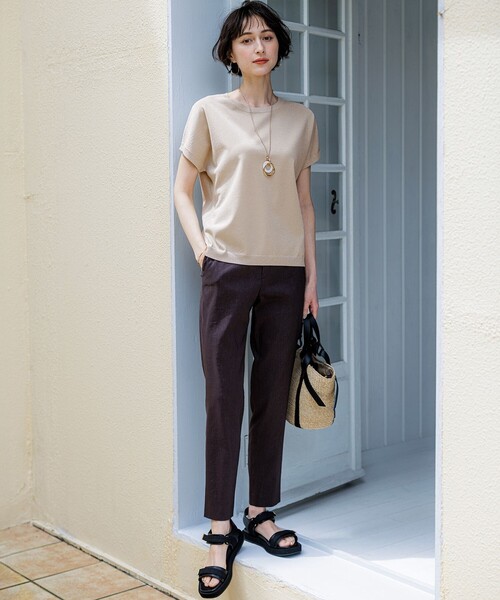 23区 L(ニジュウサンクオオキイサイズ)の「リネンレーヨンストレッチ テーパード パンツ(その他パンツ・レディース・オレンジ系/ブラウン系/ブルー系・44/46/48/50)」の22枚目の写真