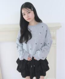 WEGO/【26年春新作】ハート総柄刺繍スウェット