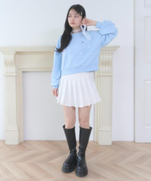WEGO(ウィゴー)の「WEGO/【26年春新作】ハート総柄刺繍スウェット(スウェット・レディース・サックスブルー/杢グレー・FREE)」の4枚目の写真
