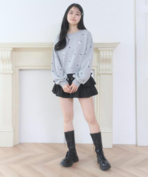 WEGO(ウィゴー)の「WEGO/【26年春新作】ハート総柄刺繍スウェット(スウェット・レディース・サックスブルー/杢グレー・FREE)」の3枚目の写真
