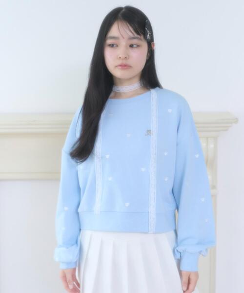 WEGO(ウィゴー)の「WEGO/【26年春新作】ハート総柄刺繍スウェット(スウェット・レディース・サックスブルー/杢グレー・FREE)」の11枚目の写真