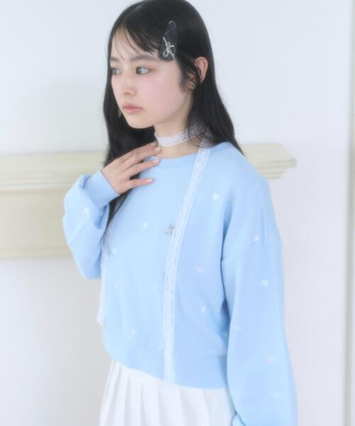 WEGO(ウィゴー)の「WEGO/【26年春新作】ハート総柄刺繍スウェット(スウェット・レディース・サックスブルー/杢グレー・FREE)」の12枚目の写真