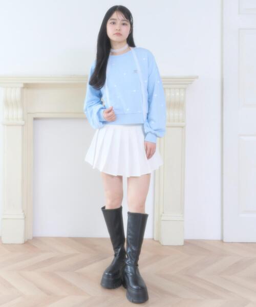 WEGO(ウィゴー)の「WEGO/【26年春新作】ハート総柄刺繍スウェット(スウェット・レディース・サックスブルー/杢グレー・FREE)」の14枚目の写真