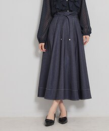 couture brooch | 【洗える】デニムライク細リボンスカート(スカート)
