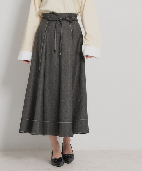 couture brooch（クチュールブローチ）の「【洗える】デニムライク細リボンスカート（スカート・レディース・ネイビー/ブラック・38/36/42/40）」の2枚目の写真