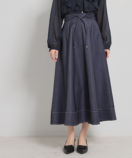 couture brooch（クチュールブローチ）の「【洗える】デニムライク細リボンスカート（スカート・レディース・ネイビー/ブラック・38/36/42/40）」の18枚目の写真