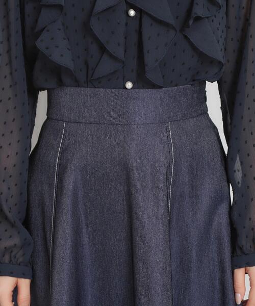 couture brooch（クチュールブローチ）の「【洗える】デニムライク細リボンスカート（スカート・レディース・ネイビー/ブラック・38/36/42/40）」の6枚目の写真