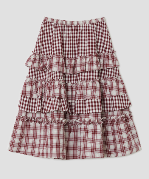 TYPESERVICE（タイプサービス）の「Voluminous Check Tier Skirt [Red]（スカート・レディース・その他・FREE）」の3枚目の写真
