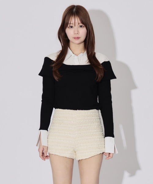 JilLA（ジルア）の「Shirt Layered Off Blouse / シャツレイヤードオフブラウス（シャツ/ブラウス・レディース・ブルー/ホワイト・FREE）」の7枚目の写真